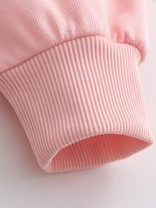 3-delat set med rundhalsad sweatshirt, tryck med kapybara, donut och milk tea-mönster, ny bekväm babyoutfit för höst/vinter - Rosa - Visa 9