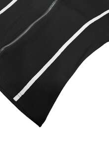 Women's Autumn Long Sleeve Sports Jacket, Contrast Color Stand Collar, Slim Fit, Yoga Running Fitness Top - Black - View 6