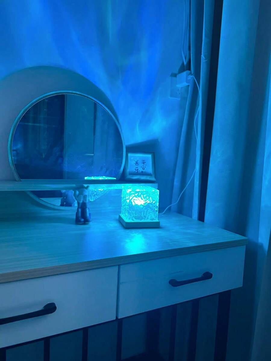1pc Arctic Light Water Wave LED Projector Lamp, 16 Colors, With Touch/Remote Control, USB Powered LED Ambient Lighting, Perfect For Bedroom, Living Room Or Office Decoration, Christmas Decoration - Multicolor - View 1