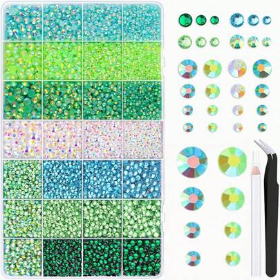 20,000pcs Colorful Flat Back Rhinestones, 3/4/5/6mm Mixed Size AB Color And Clear Gemstones, Rhinestone Set With Tweezers, Shiny Decorative Tool Kit, Suitable For Clothing, Shoes, Phone Cases, Cups, Fabrics, DIY Crafts, Jewelry Accessories, Diamond Painting, Can Be Used For Handmade Crafts, Gift Recommendations, Christmas Gifts, New Year Gifts, Crafts For Adults