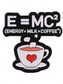 1 قطعة دبوس بروش قهوة كرتوني "E=MC" من المينا، دبوس ياقة وشارة لتزيين حقيبة الظهر، هدية للأصدقاء - متعدد الألوان - مشاهدة 6