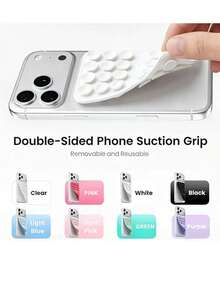 Reusable Double-Sided Suction Cup Phone Holder Detachable Hands-Free Phone Grip Stand For Selfie Video Call Compatible With IPhone Android - Multicolor - View 3