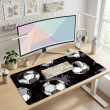 Black Background Football Pattern Gaming Mouse Pad, Non-Slip Rubber Desk Mat, Smooth Gliding Surface, Suitable For PC Laptop Office Home, Sports Abstract Art Decor, Back To School Supplies - A - View 4