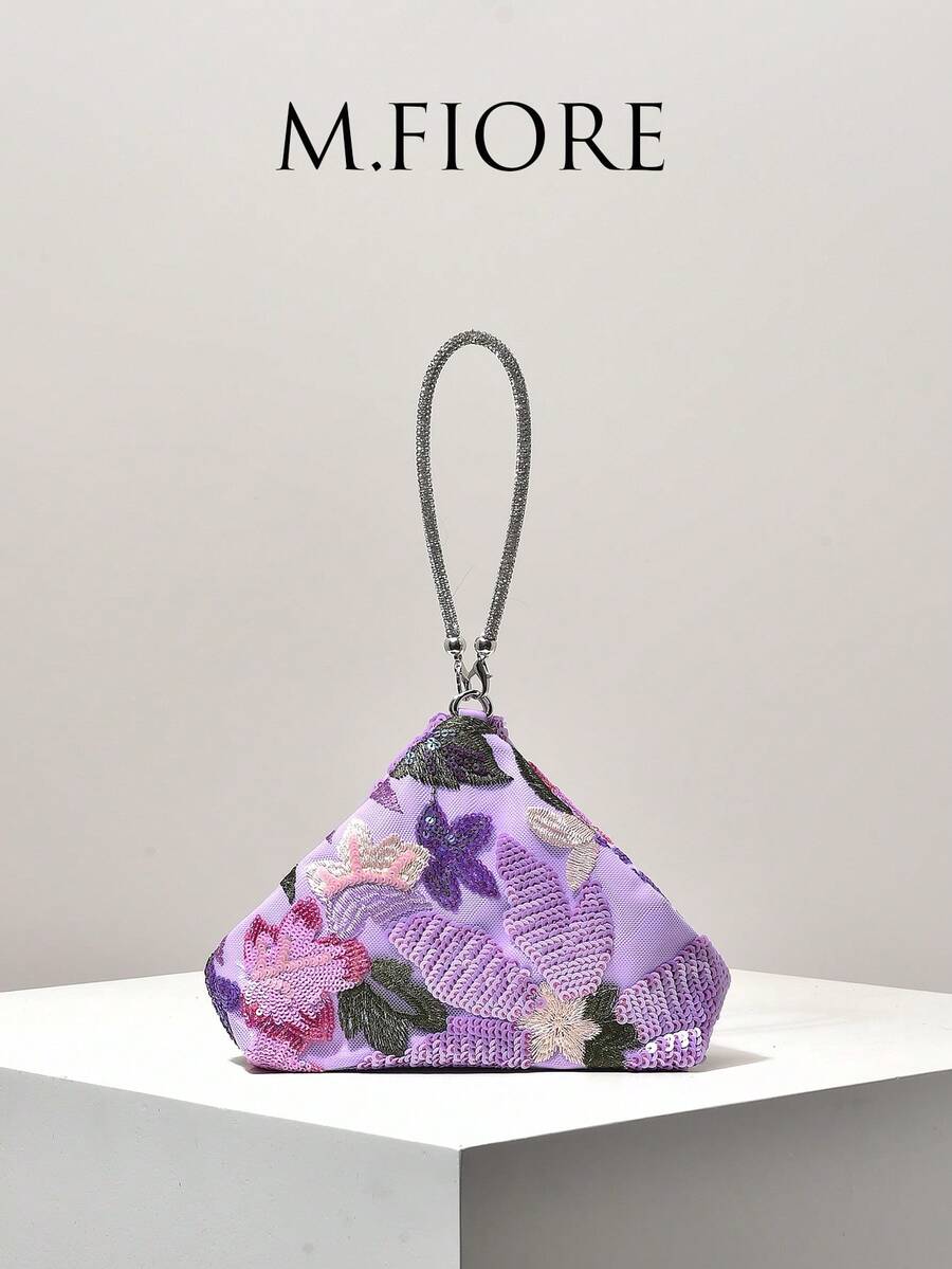 (隨機圖案)迷你錢包、女士手提包、花卉包、亮片包、刺繡、新穎包款、晚會之夜、派對穿搭、舞會包、優雅女士錢包、禮物 - 彩色 - 查看 1