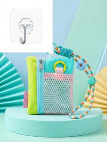 Color Block Mini Coin Purse With Phone Lanyard, Multifunctional Card Holder & Keychain Pendant, Portable Small Square Zipper Storage Bag, Suitable For Coins, Cards, Earphones And Daily Small Items, Cute Bag Charm Accessory,Travel Essential - Multicolor - View 8
