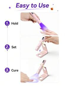 1PC Handheld UV Nail Lamp, Mini Nail Light, Portable LED Nail Lamp, Cordless USB Rechargeable Fast Curing Nail Dryer, Pink Rechargeable Nail Straight Light, Small Portable Battery-Powered Baking Lamp - Multicolor - View 11
