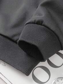 2pcs/Set Girls Toddler Autumn/Winter New Letter Print Zip-Up Hoodie And Cuffed Pants Casual Outfit Set - Black - View 4