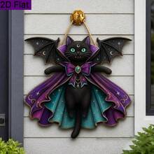 1pc Wooden Craft Home Decor Hanging Sign Halloween Party Door Plaque Home Background Atmosphere Decoration - Multicolor - View 9