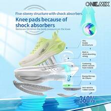 ONEMIX Fashion Sports Casual Running Shoes, Comfortable Shock Absorption, Low-Top Thick Sole, Anti-Slip, Wear-Resistant - Yuxi Green - View 9