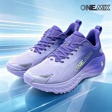 Sepatu Lari Kasual Olahraga ONEMIX, Nyaman, Peredam Guncangan, Sol Tebal Bertali Rendah, Anti Selip, Tahan Aus - Ungu Kristal - View 2