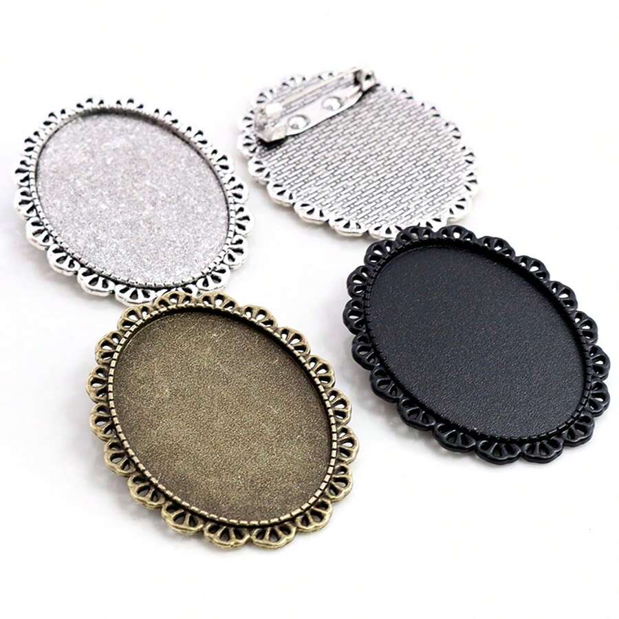 2pcs 30x40mm Inner Size Brooch Cabochons Blank Base Setting Bezel Tray DIY Jewelry Making Accessories Findings - Brooch Base - View 1