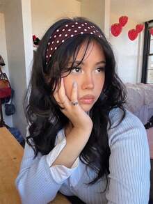 1 Polka Dot Wide Headband For Women, Elastic Non-Slip Hairband, Retro Hair Accessory For Women - Multicolor - View 2
