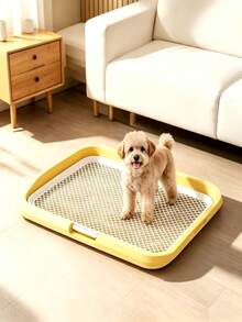 Multi‑Color Large Grid Dog Toilet With Training Induction Post, Anti‑Splash Easy‑To‑Clean Pet Potty For Small Medium Large Dogs Indoor House Training - Yellow - View 3