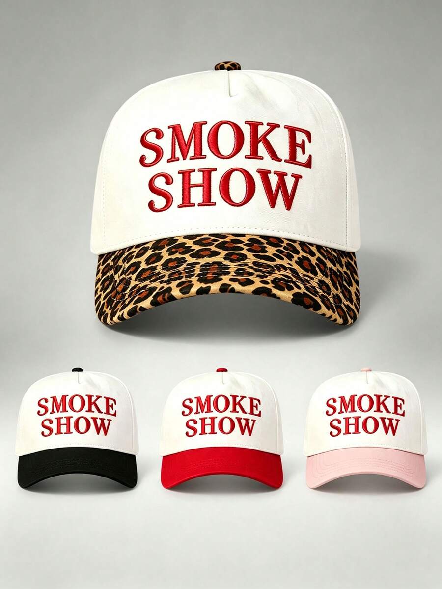 1pc Two Tone Men's Hats SMOKE SHOW Embroidered Baseball Cap Adjustable Design Perfect For Outdoor Activities Hiking Sun Protection And Everyday Wear