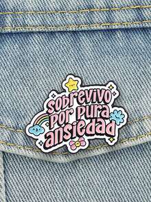 QIHOO 1PC Kawaii Enamel Pin "I Survive Pure Anxiety", Funny Badge With Star Rainbow Flower, Metal Lapel Pin For Backpack Denim Jacket, Gift For Friends - Multicolor - View 3