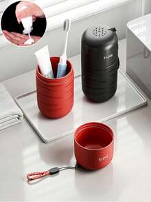 Portable Travel Mouthwash Cup & Dispenser Bottle, Suitable For Business Trips, Hotel Stays And Short Trips - Multicolor - View 2