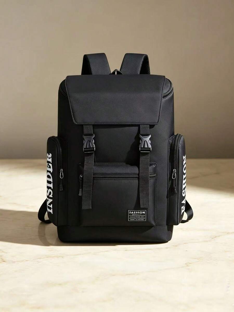 Ransel Kapasitas Besar Pria, Tas Daypack Laptop untuk Perjalanan, Tas Sekolah Kuliah Tahan Air dengan Desain Banyak Kantong - Hitam - View 1