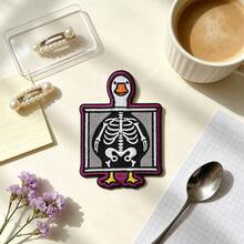 1pc Funny Duck X-Ray Skeleton Embroidered Iron-On Patch, Humorous Goose Bone Patch Sticker, Jacket Backpack Clothing Decoration Patch - A - View 8