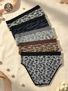 5pcs/Pack Women's Seamless Low Waist Panties, Sexy Colorblock Print, Soft & Comfortable - Multicolor - View 6