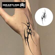INKARTLINK 1pc Dark Thorn Chain Tattoo Sticker, Temporary Waterproof Body Art Tattoo Sticker, Lasts 2-5 Days, Water Transfer Color Tattoo Sticker, Suitable For Men And Women, Essential For People, Party Must-Have Decoration, Festival Celebration Body Decor - Black - View 3
