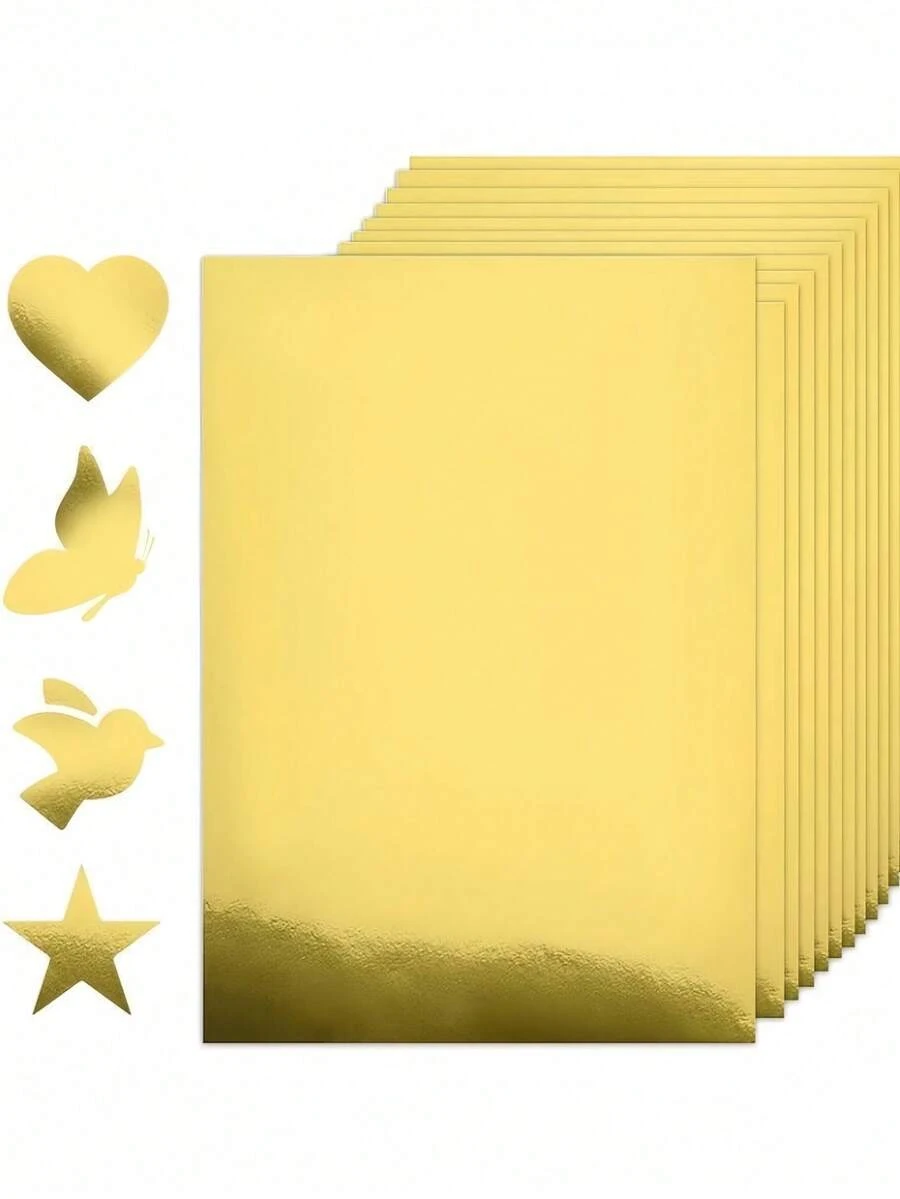 10/20PCS 10/20 Sheets Of A4-Sized Gold And Silver Metallic Cardstock, Perfect For Handmade Crafts, Invitations, And Office Supplies-Eye-Catching And Impressive! Single-Sided Printing - Multicolor - View 1