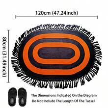 1pc Handwoven Tassel Area Rug - Linen Matrial Striped Oval Floor Mat, Soft & Quick Drying Bath Rug Mat, Halloween Decor| Home Decor For Doorway, Bedroom, Kitchen, Bathroom & Porch, Fall/Autumn Home Decor - Halloween Gift! - Burnt Orange - View 11
