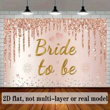 Banner Datar 2D Bertema Pengantin Champagne - Latar Belakang Pesta Poliester, Cocok untuk Calon Pengantin, Dekorasi Meja Pernikahan dan Kue - Beraneka warna - View 2