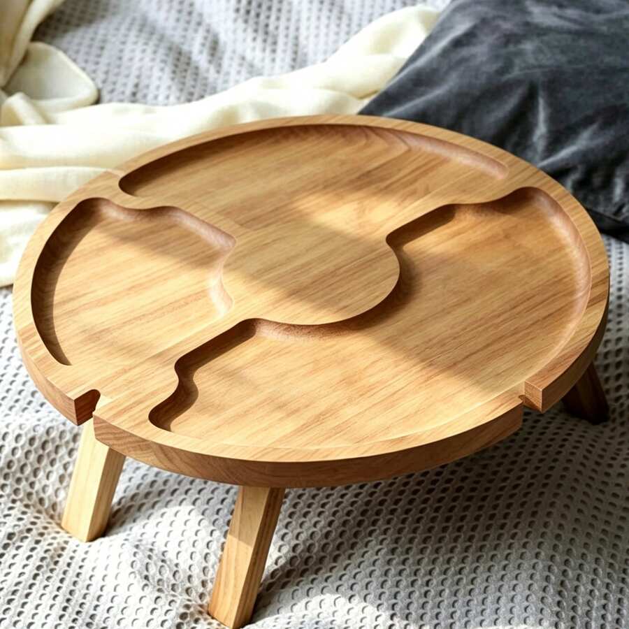 Round Tray, Suitable For Outdoor Activities, Picnics, Camping, Beach BBQ And Parties - Can Serve As A Snack Table, Easy To Carry To Festivals, Christmas Parties And Backyard Use. - 1pcs Round Folding Tray - View 1