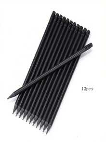 12pcs Premium Black Wood HB Pencils, Clear Handwriting - Smooth Writing, Break-Resistant, Suitable For Student Drawing - Sketching, Can Be Used As Small Gifts, Motivational Props - Rectangle - View 10