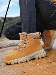 Men's Hiking Boots, Winter Short Snow Boots, Thermal Lined Thick Fur Interior, Rubber Anti-Slip Sole, Daily Commute Cold-Proof Boots - Brown - View 10
