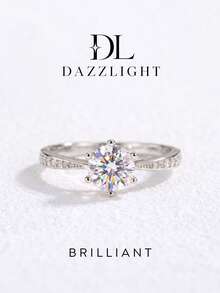 1pc Moissanite Ring Classic Style 0.5ct 6-Prong Single Diamond Ring, Suitable For Women Engagement And Daily Wear - Six-claw Moissanite Ring-0.5ct - View 2