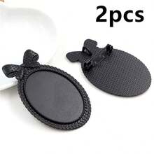 2 buah Cabochon Bros Gaya Busur 30x40mm dengan Alas Kosong, Bezel, Baki, Paduan Logam, Aksesoris Pembuatan Perhiasan DIY - Alas bros - View 6