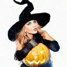 1pc Halloween Witch Hat, Velvet Fabric, Wrinkled Witch Design, Halloween Party Costume Decoration, Spooky Cosplay Accessory - Multicolor - View 5