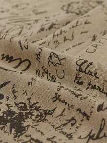 1pc Vintage Handwritten Postmark Print Linen Fabric, Neutral Beige Letter Pattern Cloth, Suitable For Clothing Sewing, Cushion Covers, Table Runners, Curtains, Handmade Home Decor - Multicolor - View 13