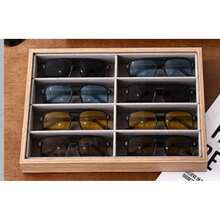 Walnut Wood Eyeglass Storage Box, 8-Slot Eyeglass Storage Tray, High-End Eyeglass Storage Box With Lid, Fashion Eyeglass Storage Tray - Glasses Storage - View 2