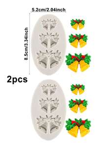 1件/2件/4件聖誕鈴鐺矽膠模具 鈴鐺翻糖巧克力模具 矽膠聖誕葉片形翻糖巧克力糖果模 廚房烘焙工具 適用餅乾糕點糖飾 - 灰色1036 - 查看 12