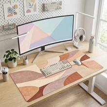 Beige And Brown Minimalist Pattern Extra Long Gaming Mouse Pad And Desk Mat Set, Non-Slip Durable Rubber Base, Smooth Surface, Suitable For Computer Laptop Office Home, Abstract Art Decor, Back To School Supplies - A - View 10