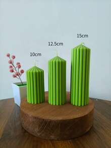 Green Striped Decorative Candle Ribbed Textured Aesthetic Wax Candles For Christmas Holiday Decor, Warm Silent Style Home Atmosphere, Minimalist Decorative Candle Centerpiece Christmas Present Decorations Gift For Woman Winter Gift - Green Cone-shaped Pillar Candle - View 15