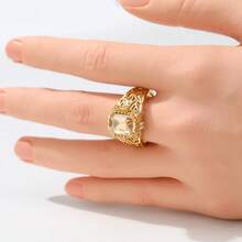 Vintage Luxury Hollow Square Ring, Exquisite Elegant Women's Jewelry - Gold - View 5