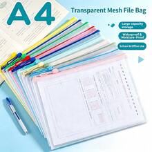 1/5/10/20 A4 Zipper File Bags, Transparent Storage Bags, Minimalist Color Scheme, Suitable For A4 Paper And Book Storage, Office Document And Material Storage Bags. Suitable For School, Office, And Home Use. - Multicolor - View 2