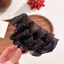 2/1pcs Women Solid Color Shiny Oversized Bubble Bow Hair Clip Elegant Fashion Claw Clip Suitable For Daily Use - Black + Rice - View 4