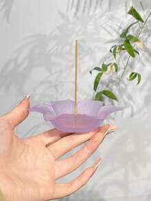 6-Petal High Borosilicate Glass Incense Burner Base, Tea Ceremony And Aromatherapy Incense Holder, Home Coaster, Candle Tray Decor, Suitable For Dining Room And Bedroom, Creating Valentine's Day, Birthday And Other Holiday Atmosphere - Flowers - View 4