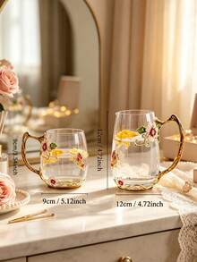 1 Set (1 Cup, 1 Spoon) Daisy Coffee Cup, Water Glass, Ceramic Spoon, Breakfast Milk And Juice Cup (No Lid) - Multicolor - View 2