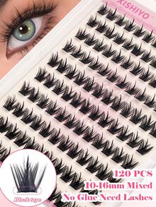 10-Row Reusable Glue-Free Eyelashes - Waterproof Self-Adhesive Design, D-Curl Pointed Cluster Lashes (10-16mm), Ideal Gift For Women And Girls. No Extra Eyelash Glue Needed! Built-In Pre-Coated Adhesive Strip, Just Gently Press To Complete Application In Seconds. - D - View 1