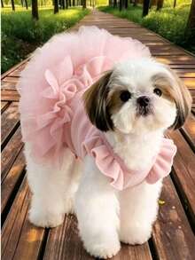 1pc Thickened Fleece Glitter Ballet Sister Dress Dog & Cat Pet Clothing - Pink - View 1