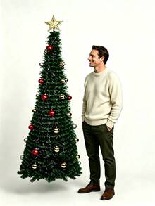 1‑Piece Christmas Tree With A Tree‑Topper Star And Decorative Baubles. Its Foldable Design Allows For Easy Storage. Simple To Assemble, It Is Ideal For Home Holiday Decor To Create A Strong Festive Christmas Atmosphere. - Multiple Specifications - View 2