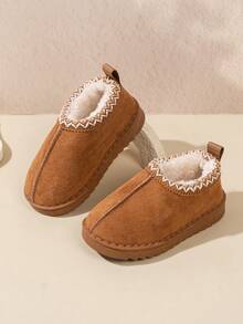 1 Pair Kids Fashion Slippers, Thick Sole Comfortable Versatile Indoor House Shoes - Brown - View 1