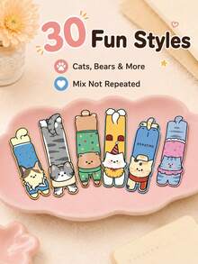 30pcs Cute Cartoon Animal Paper Bookmarks, Kawaii Cat & Dog Shaped Page Markers, Decorative Reading Bookmarks, Suitable For Students And Book Lovers (For Teens 14+) - Multiple Styles - View 5