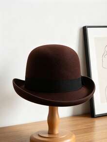 1PC Men's Classic Bowler Hat Felt Textured Christmas Formal Dress Hat - Top Hat - View 9