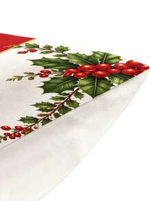 Vintage Country Style Christmas Tree Table Runner, Pillow Case, Placemat With Red Ribbon, Gold Bell, Gift Box And Holly Pattern, European And American Holiday Table Decor, Long Party Decoration - Multicolor - View 9
